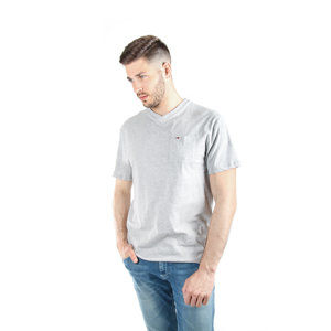 Tommy Hilfiger pánské šedé tričko s výstřihem do V - M (38)